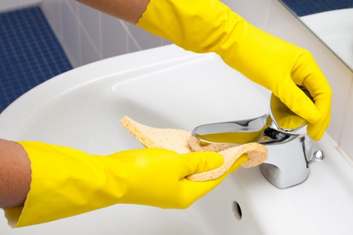Deep carpet cleaning equipment in use on a textured floor